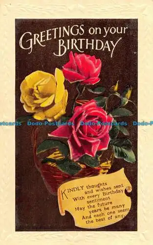 R163338 Grüße zu Ihrem Geburtstag. Rosen. H.B. Ltd