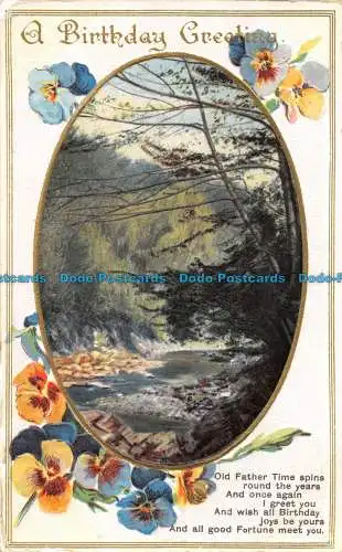 R162993 Ein Geburtstagsgruß. Fluss und Wälder. 1912