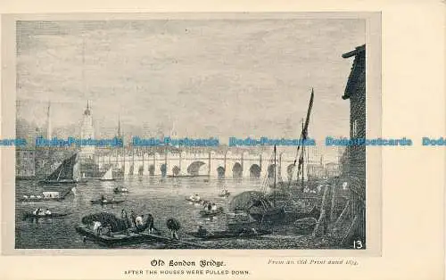 R163061 Old London Bridge. Alter Druck