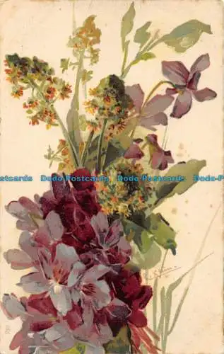 R163459 Alte Postkarte. Blumen. Tuck