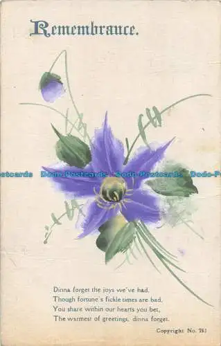 R163112 Erinnerung. Blume. 1917