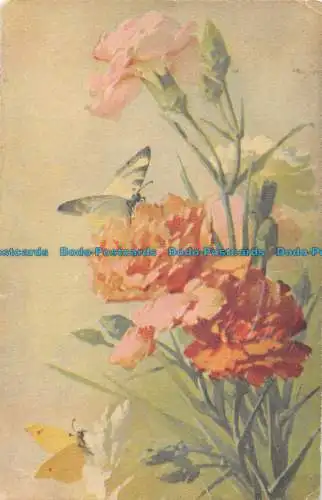 R163157 Alte Postkarte. Blumen. 1943