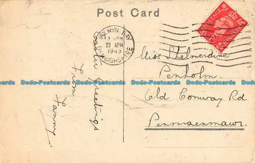 R163157 Alte Postkarte. Blumen. 1943