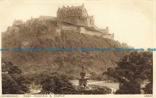 R648612 Edinburgh. Ross-Brunnen und Schloss. Photochrom