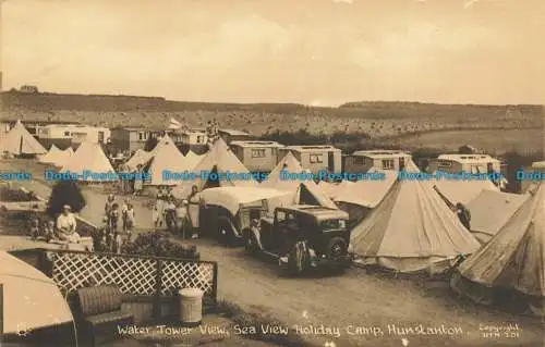 R650423 Hunstanton. Feriencamp mit Meerblick. Blick auf den Wasserturm. Tuck