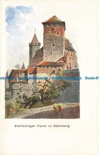 R650505 Funfeckiger Turm in Nürnberg. S.Soldan sche Hofbuchandlung