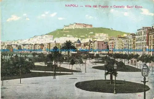 R651195 Neapel. Villa del Popolo und Castello Sant Elmo. Berger Krauss