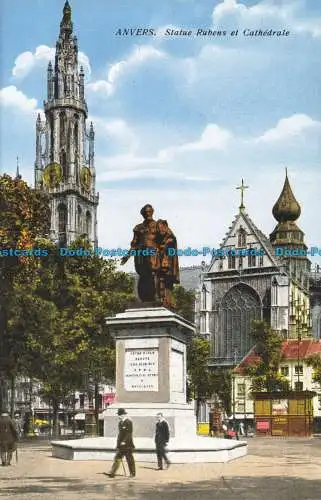 R650640 Antwerpen. Rubensstatue und Kathedrale. Ch. Nr. Br