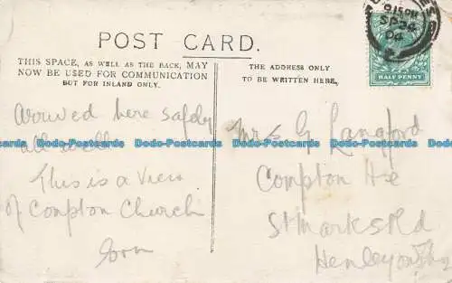 R650693 Compton Church. Postkarte. 1904