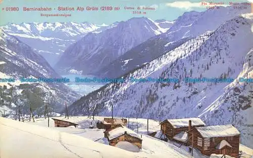 R651314 Berninabahn. Station Alp Grum. Horn von Solcone. Monte Saline. Photoglob