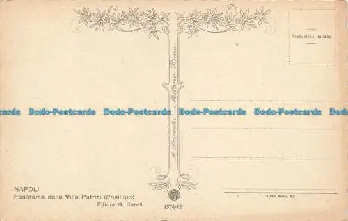 R650841 Neapel. Panorama von der Villa Patrizi. Posillipo. A. Kroketten. Maler G.