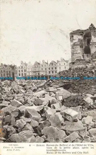 R650884 Arras. Ruinen von Belfrey und Rathaus. E. Davrinche