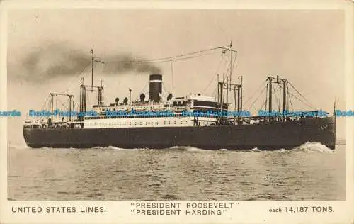 R652229 United States Lines. Präsident Roosevelt. Präsident Harding. Waterlow