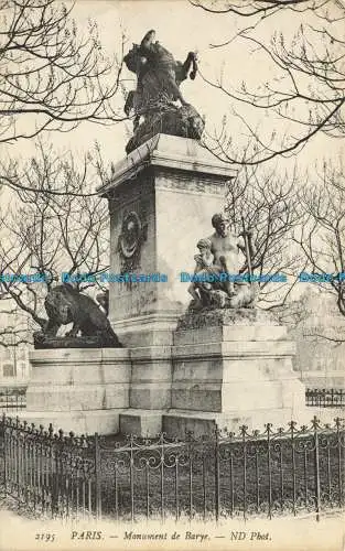 R651061 Paris. Denkmal von Barye. ND. Foto