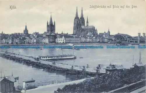 R653549 Koln. Schiffsbrucke mit Blick auf den Dom