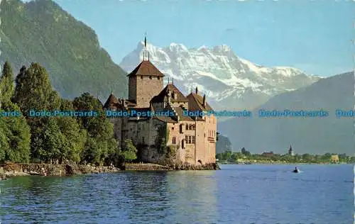 R652717 Chateau de Chillon in Montreux und die Dents du Midi. Photoglob. Wehrli S.