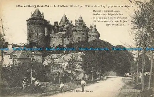 R653583 Combourg. Das Schloss. Illustriert von Chateaubriant, der dort seine Kindheit verbrachte