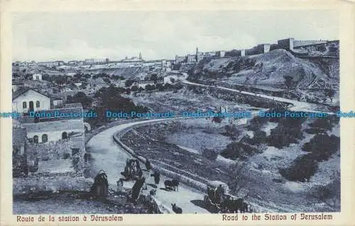 R653590 Straße zum Bahnhof von Jerusalem. Kairo Postcard Trust. Serie 640