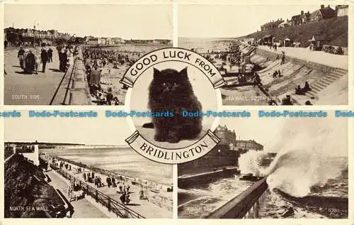 R653686 Viel Glück von Bridlington. Nordseemauer. Raues Meer. Südseite. Multi