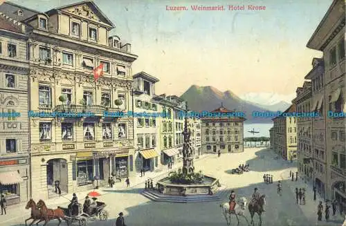 R653700 Luzern. Weinmarkt. Hotel Krone. Brugger. 1912