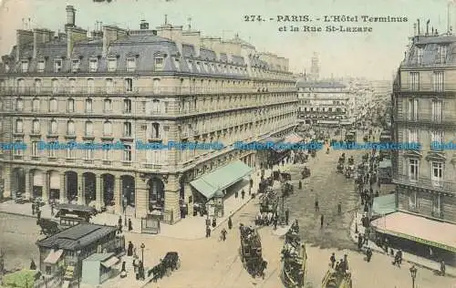 R654094 Paris. Das Hotel Terminus und die Rue St. Lazare. 1909