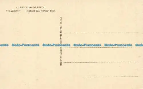 R654199 Museo Del Prado. Die Leistung von Breda. Velazquez. Hauser und Menet
