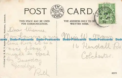 R654360 Lowestoft. Am Strand. E.W.V. Squire. Jay em Jay GY. Serie. 1914