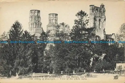 R655233 Alte Abtei von Jumieges. Blick auf die gesamten Ruinen. Neurdein und Co. ND. Pho