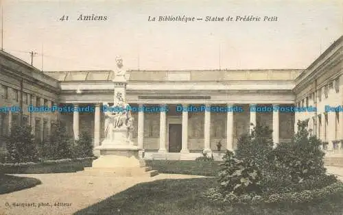 R654671 Amiens. Die Bibliothek. Statue von Frederic Petit. O. Hacquart