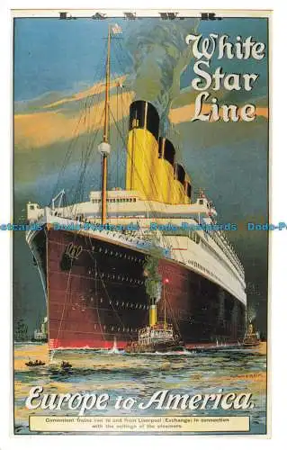 R656908 weiße Sternlinie. Europa nach Amerika. Dalkeith Publishing. Poster. Karte Nr.