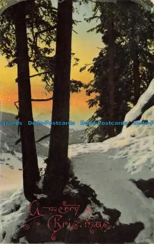 R656191 Frohe Weihnachten. Wald. Postkarte
