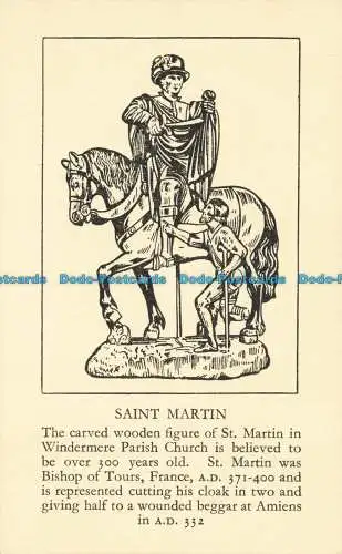 R656923 Saint Martin. Geschnitzte Holzfigur. in der Pfarrkirche Windermere