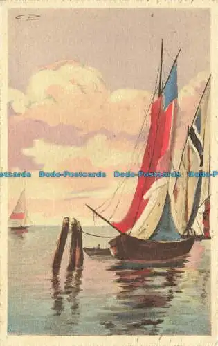 R655640 Segelboot. Postkarte. 1928