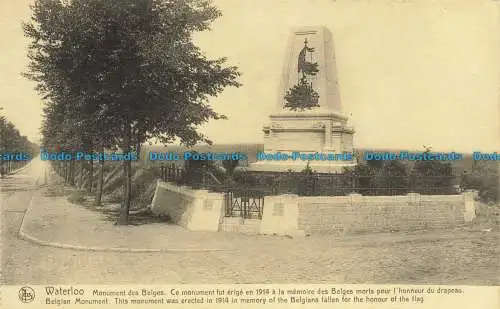 R660149 Waterloo. Denkmal der Belgier. Ern. Nels Thill