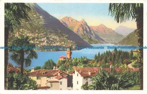 R660268 Lugano. Paradies und Hintergrund aus Porlezza. 1955