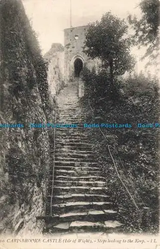 R670087 Isle of Wight. Carisbrooke Castle. Schritte, die zur Aufbewahrung führen. LL. 10. 19