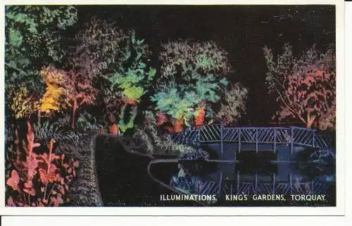 PC29326 Beleuchtung. Kings Gardens. Torquay. Bei Nacht. Torquay Times und Devon