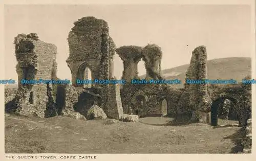 R029016 The Queens Tower. Corfe Castle. Fotogravur