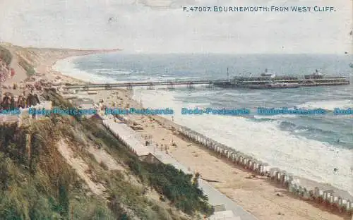 R029628 Bournemouth. Von West Cliff. Photochrom. Celesque. Nr F.47007