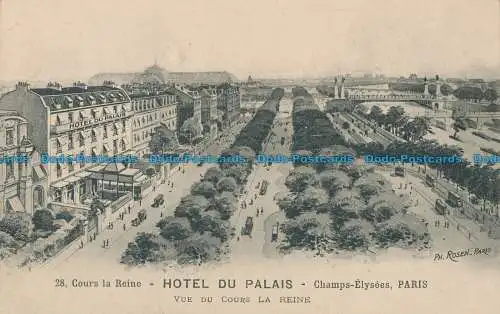 R030186 Cours la Reine. Hotel du Palais. Champs Elysees. Paris. Vue du Cours la