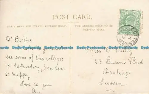 R029727 Queens College and Bridge. Cambridge. 1907