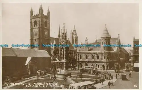 R001142 Pfarrkirche. Andreaskreuz und Guildhall. Plymouth. RP