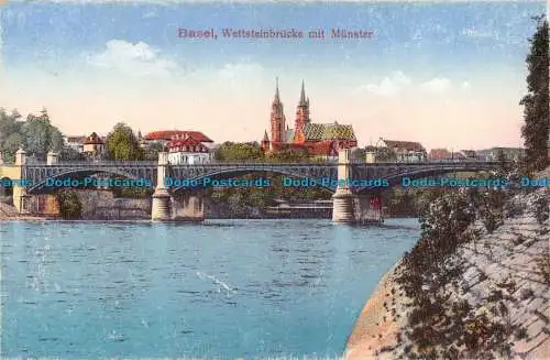 R127309 Basel. Wettsteinbrücke mit Münster