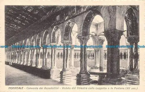 R128443 Monreale. Convento dei Benedettini. Veduta del Chiostro colla Loggetta e