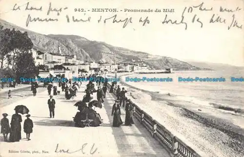 R128469 Menton. Promenade du Midi. Giletta. Nr 942. 1904. B. Hopkins