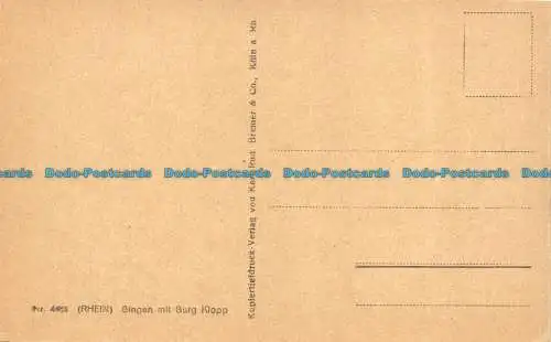 R129203 Bingen mit Burg Klopp. Karl Rud. Bremer. Nr 4453