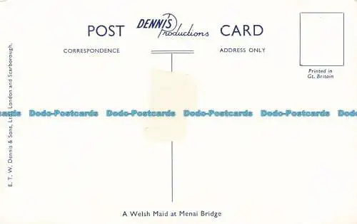 R639756 Ein walisisches Dienstmädchen an der Menai-Brücke. E. T. W. Dennis