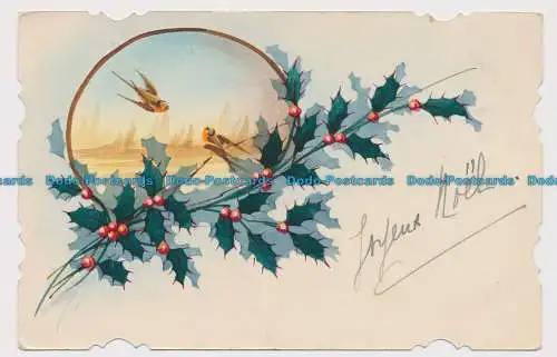 R640606 Joyeux Noel. Schwalben. Postkarte