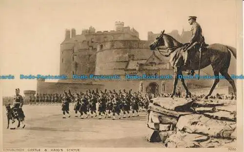 R156893 Edinburgh Castle und Haigs Statue. Photochrom. Nr 76550