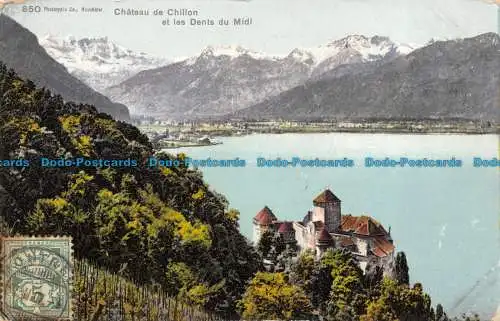 R157380 Chateau de Chillon et les Dents du Midi. Fototypie